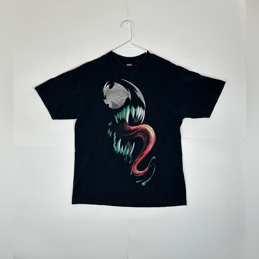 Vintage MARVEL Mad Engine Venom Mega Print T-Shirt L 2000s Spiderman Black Rare